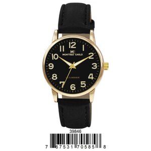 Men's Easy to Read Watch, Vegan Band, Analog Quartz, Ltd Warranty, Montres Carlo